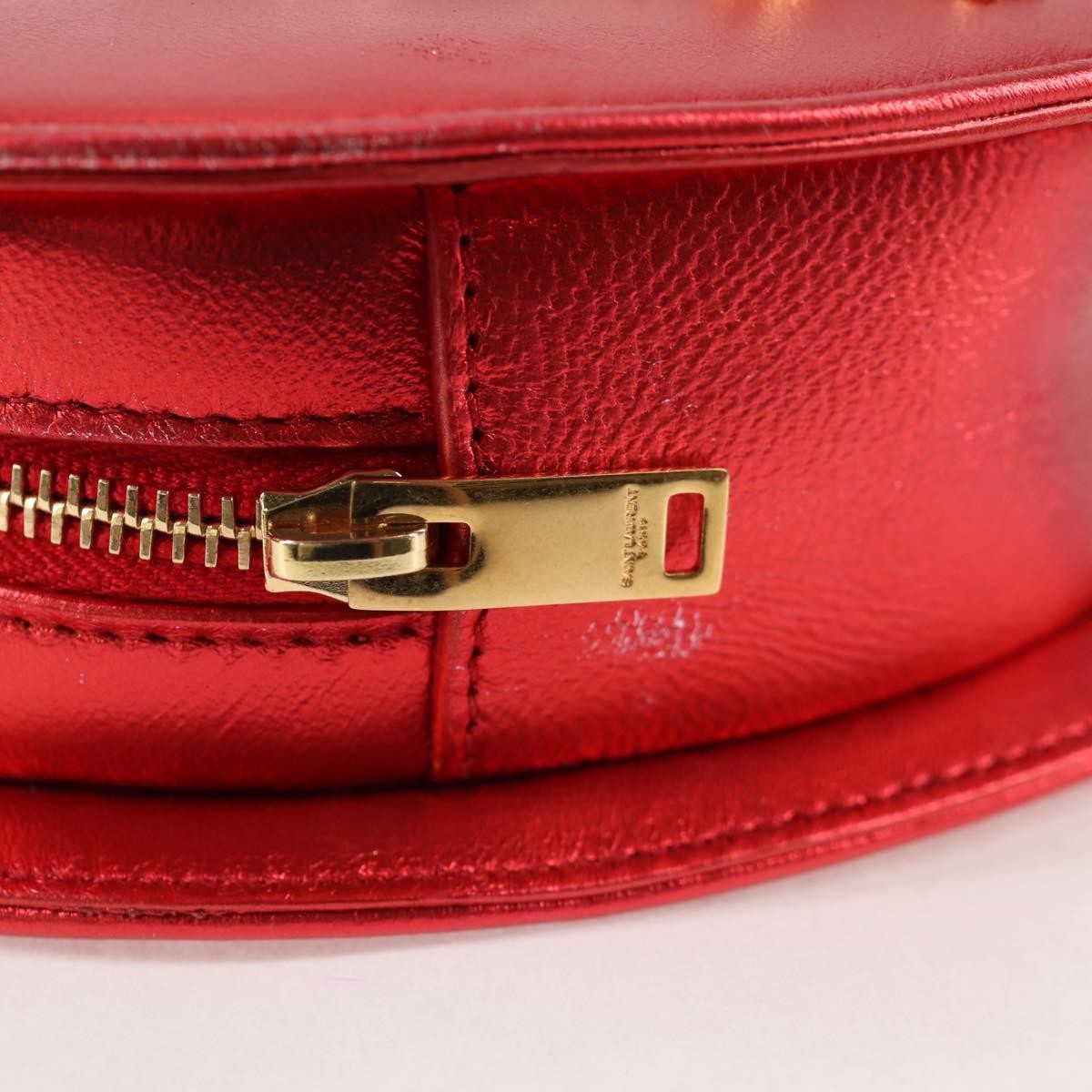 Saint Laurent Love Heart Chain Leather Red Leather Shoulder Bag Bag (Pre-Owned)