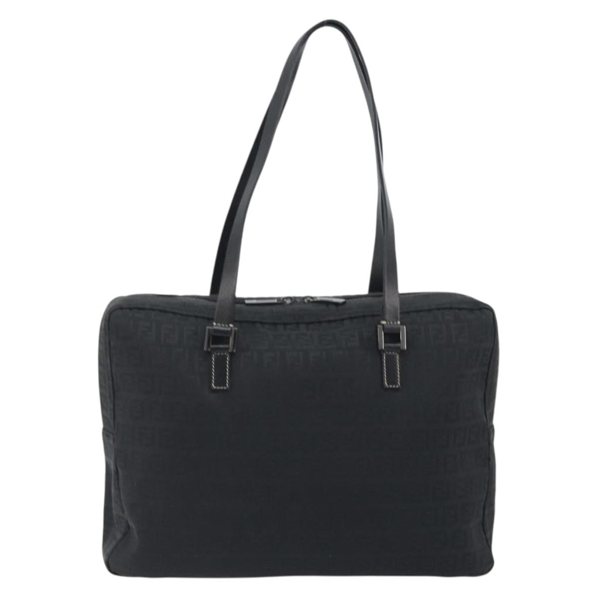 Fendi Shoulder Zucchino Canvas Black Canvas Shoulder Bag Bag (Pre-Owned)