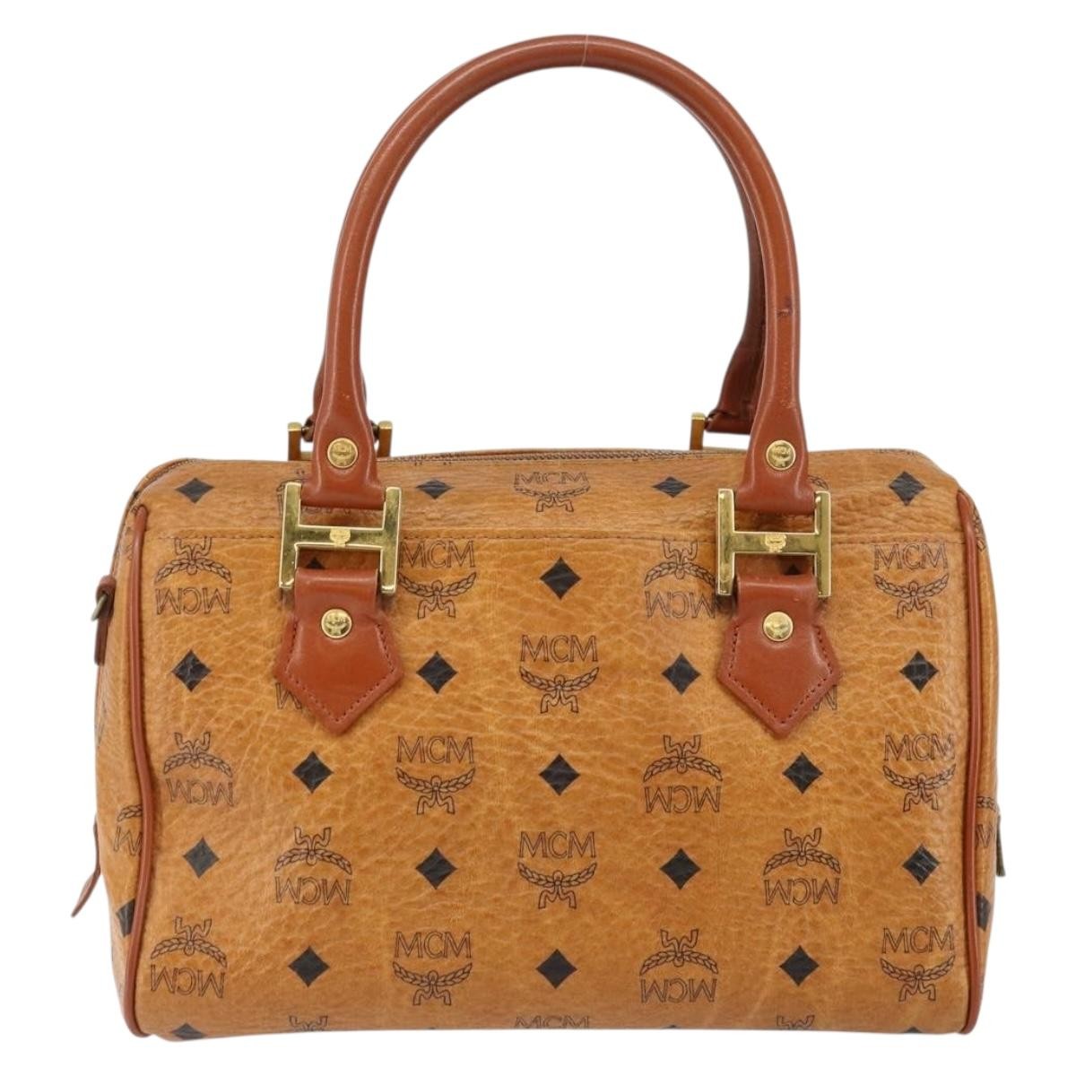 MCM Visetos Logogramme Leather Brown Leather Handbag (Pre-Owned)
