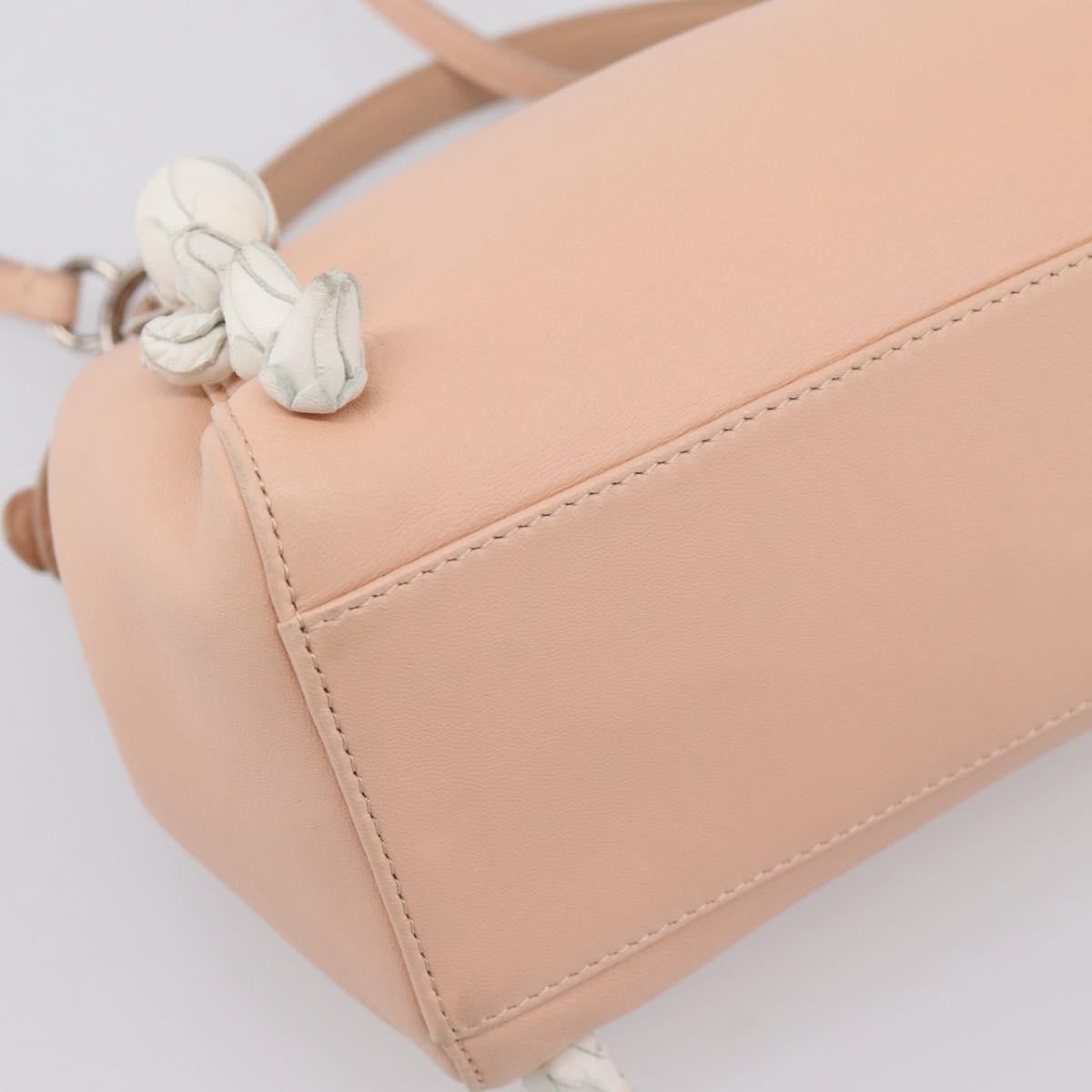 Fendi Rosebud Peekaboo Iconic Leather With Applique Pink Leather Handbag (Pre-Owned)