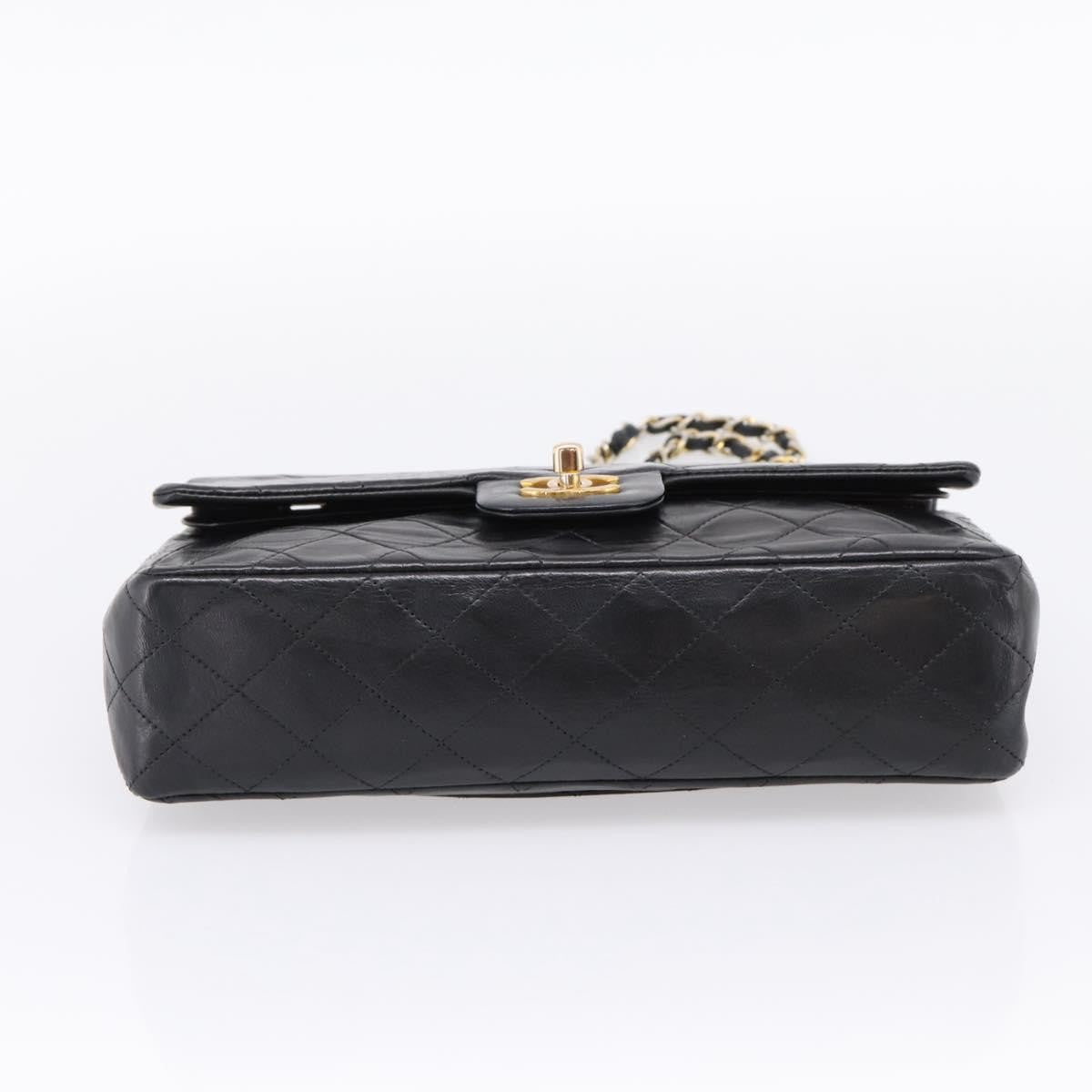Chanel Timeless - Classic Double Flap Quilted Lambskin Black Leather Handbag (Pre-Owned)