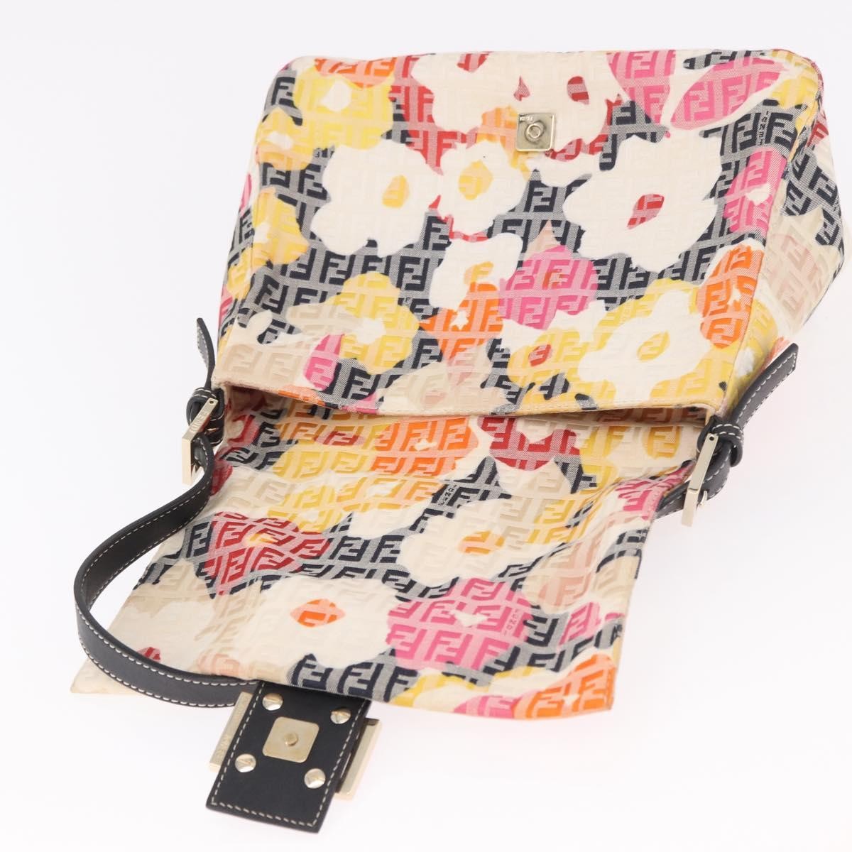 Fendi Mamma Baguette Zucca Jacquard Velvet Multicolour Canvas Shoulder Bag Bag (Pre-Owned)
