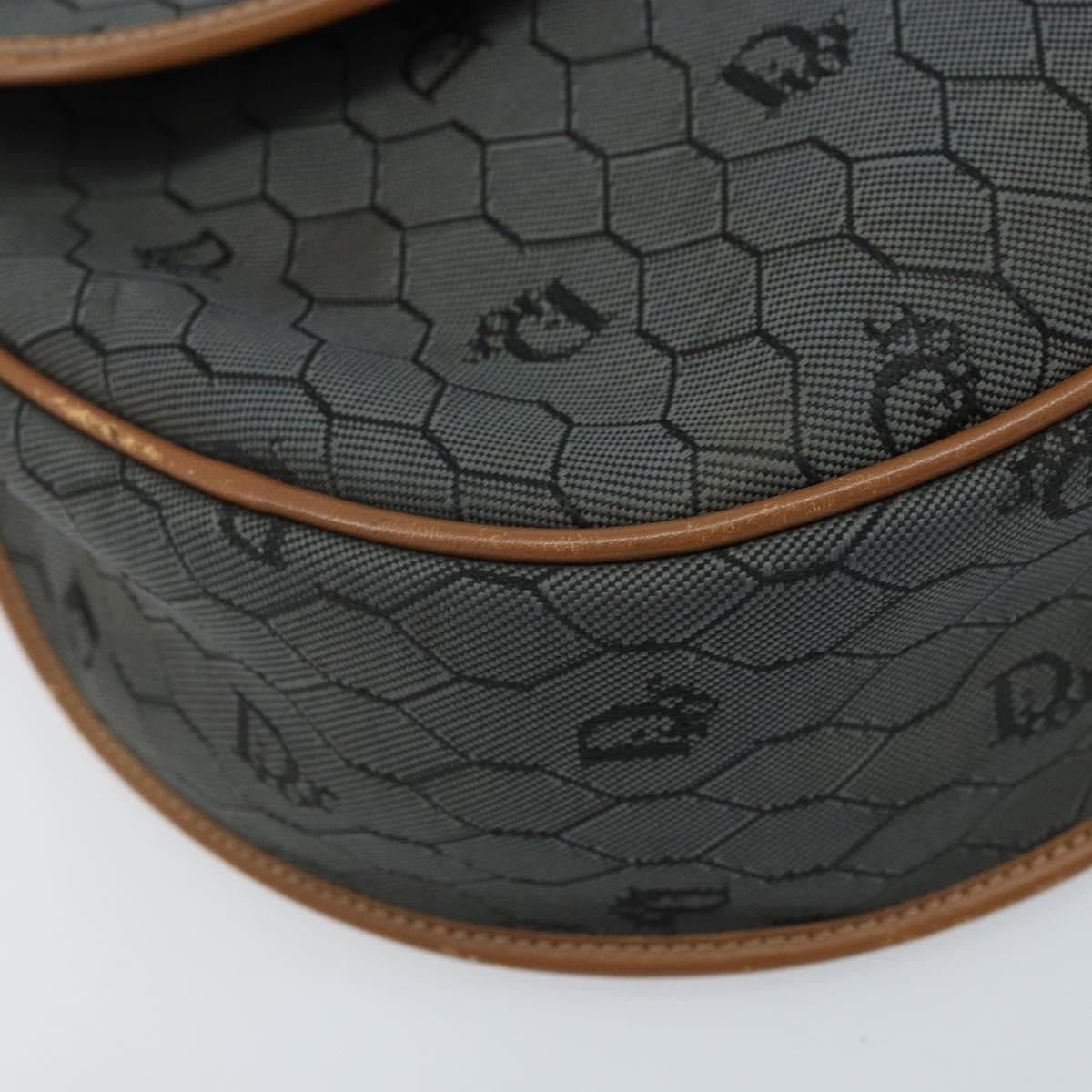 Christian Dior Vintage Honeycomb Flap Canvas And Leather Black Canvas Shoulder Bag Bag (Pre-Owned)
