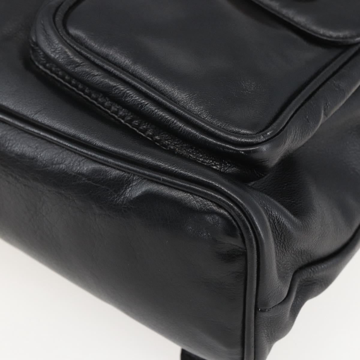 Gucci Vintage Bamboo Leather Black Leather Backpack Bag (Pre-Owned)