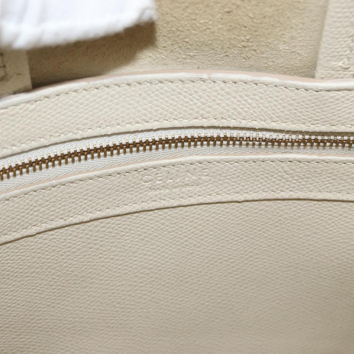 Celine Phantom Cabas Leather White Leather Tote Bag Bag (Pre-Owned)