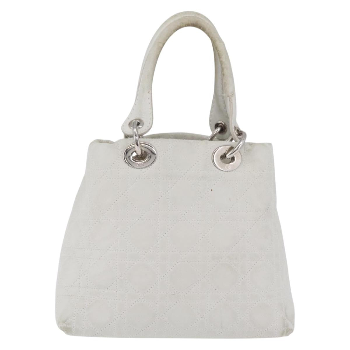 Christian Dior Lady Dior Cannage Quilt Calfskin White Leather Handbag (Pre-Owned)