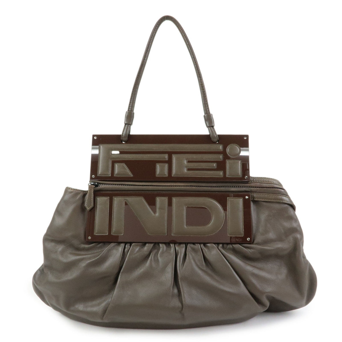 Fendi To You Snakeskin Brown Leather Handbag (Pre-Owned)