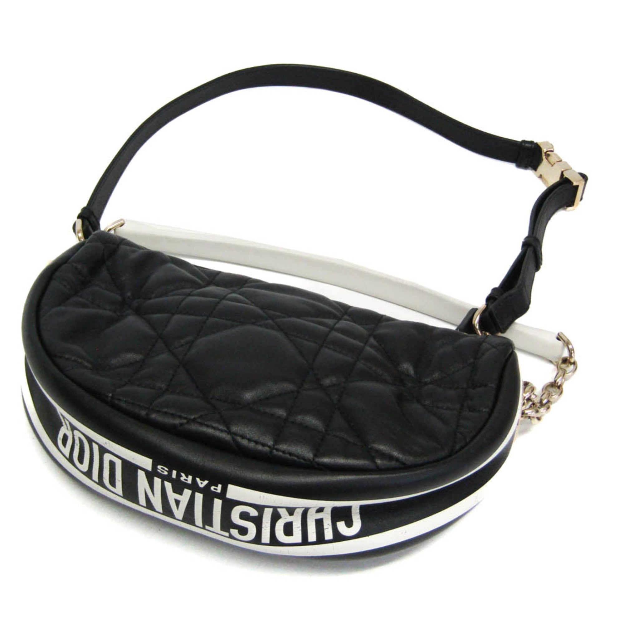Christian Dior Vibe Hobo Cannage Quilt Lambskin Black Leather Handbag (Pre-Owned)