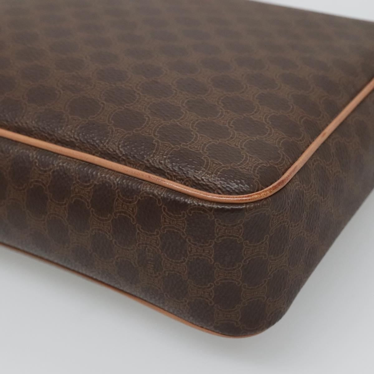 Celine Vintage Macadam Circle Logo Canvas And Leather Brown Canvas Shoulder Bag Bag (Pre-Owned)