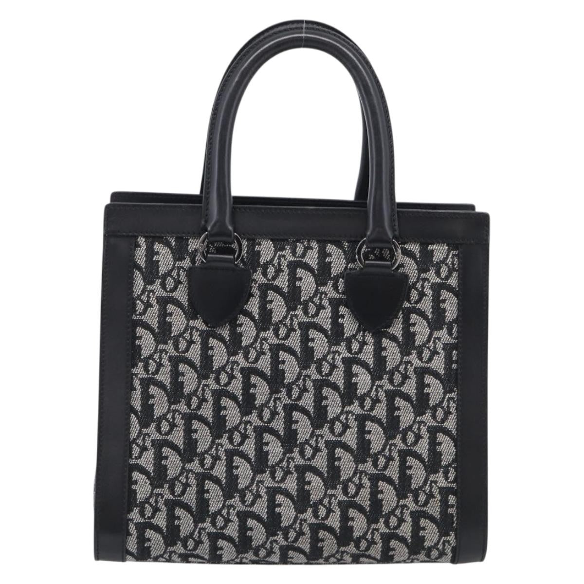 Christian Dior Vintage Trotter Pocket Diorissimo Canvas Black Canvas Tote Bag Bag (Pre-Owned)