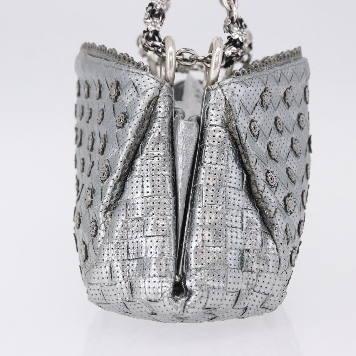 Bottega Veneta Intrecciato Shoulder Leather Silver Leather Shoulder Bag Bag (Pre-Owned)