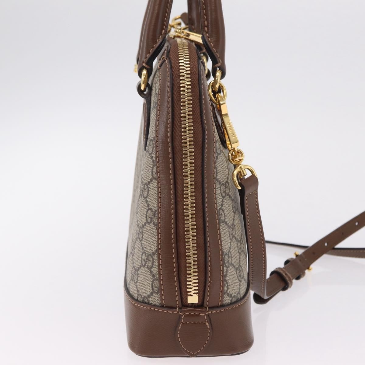 Gucci Horsebit 1955 Top Handle Gg Coated Canvas With Leather Beige Canvas Handbag (Pre-Owned)
