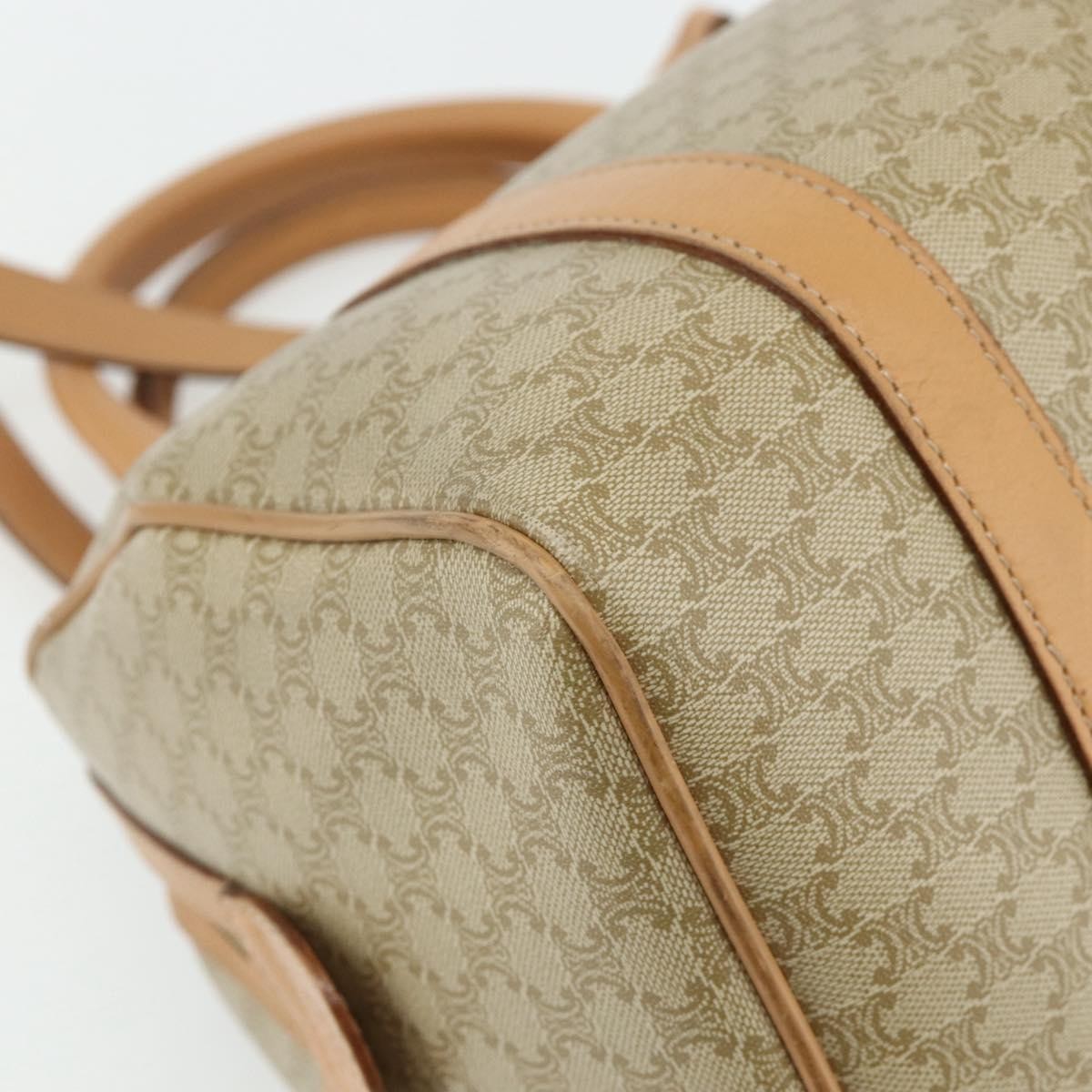 Celine Boston Triomphe Coated Canvas Beige Pvc Handbag (Pre-Owned)