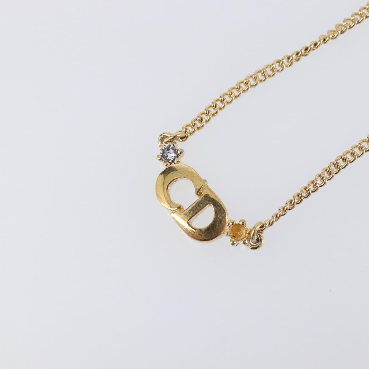 Christian Dior Clair D Lune Pendant Metal With Crystals Gold Metal Necklace Jewelry (Pre-Owned)