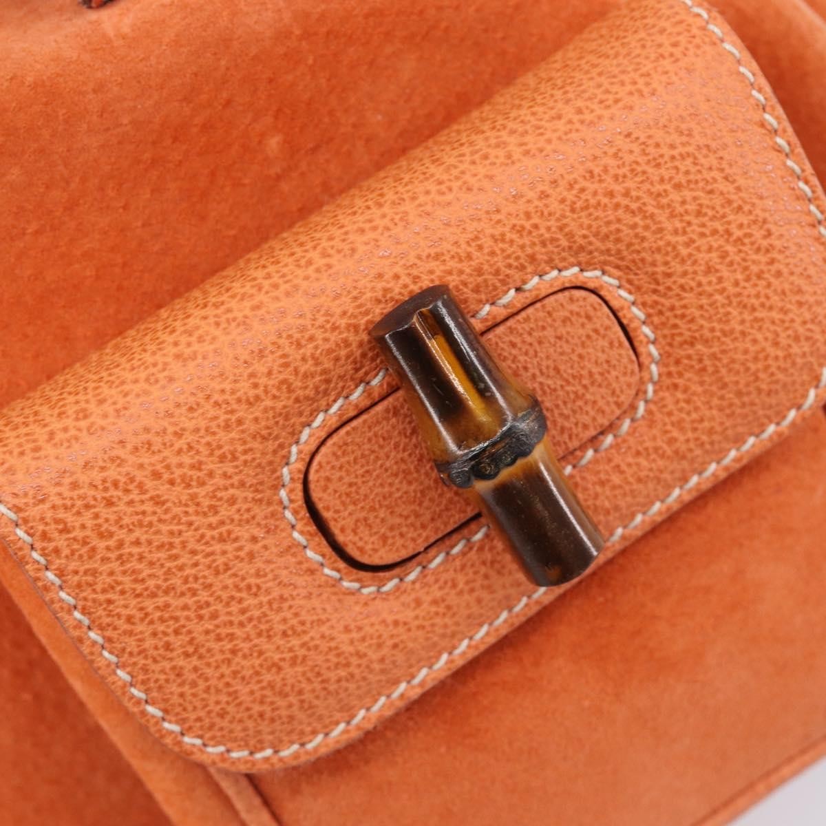 Gucci Vintage Bamboo Suede Orange Suede Backpack Bag (Pre-Owned)