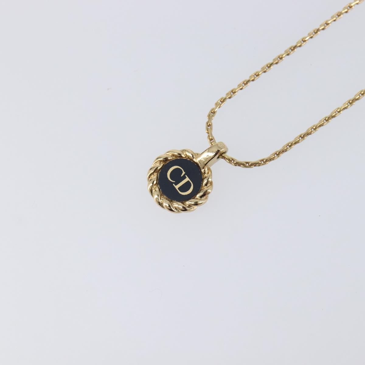Christian Dior Cd Pendant Metal Gold Metal Necklace Jewelry (Pre-Owned)