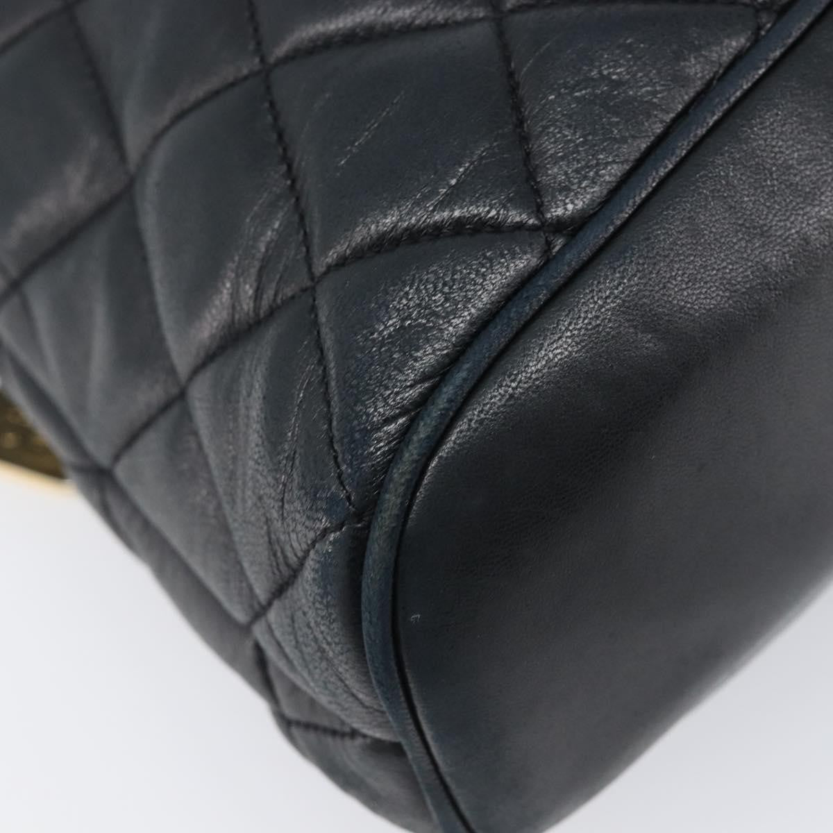 Chanel Shoulder Quilted Leather Black Leather Shoulder Bag Bag (Pre-Owned)