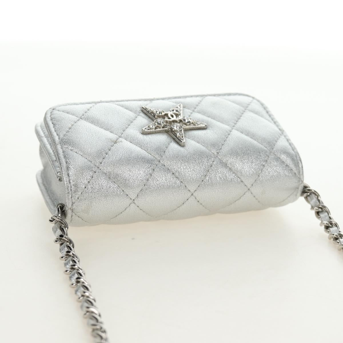 Chanel Cc Star Flap Chain Belt Quilted Lambskin Silver Leather Clutche & Pouche Bag (Pre-Owned)