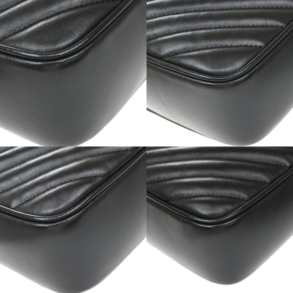 Saint Laurent Lou Camera Matelasse Chevron Leather Black Leather Handbag (Pre-Owned)