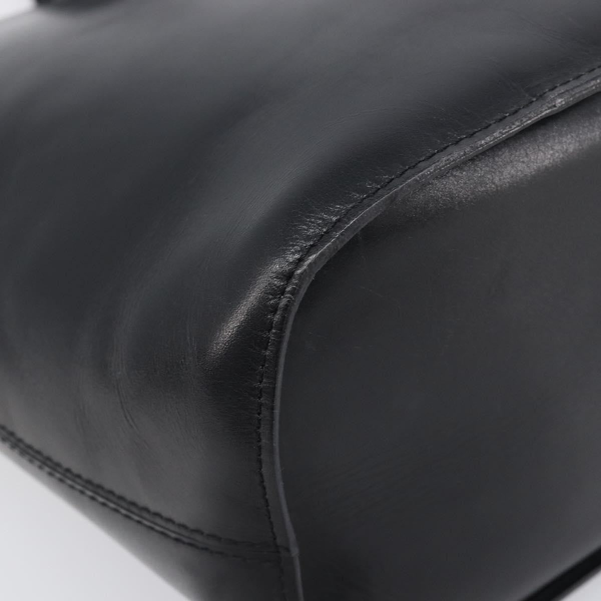 Celine Shoulder Bag Circle Logo Leather Black Leather Shoulder Bag Bag (Pre-Owned)