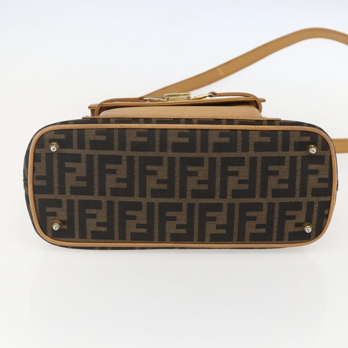 Fendi Vintage Zucca Zucca Brown Canvas Handbag (Pre-Owned)