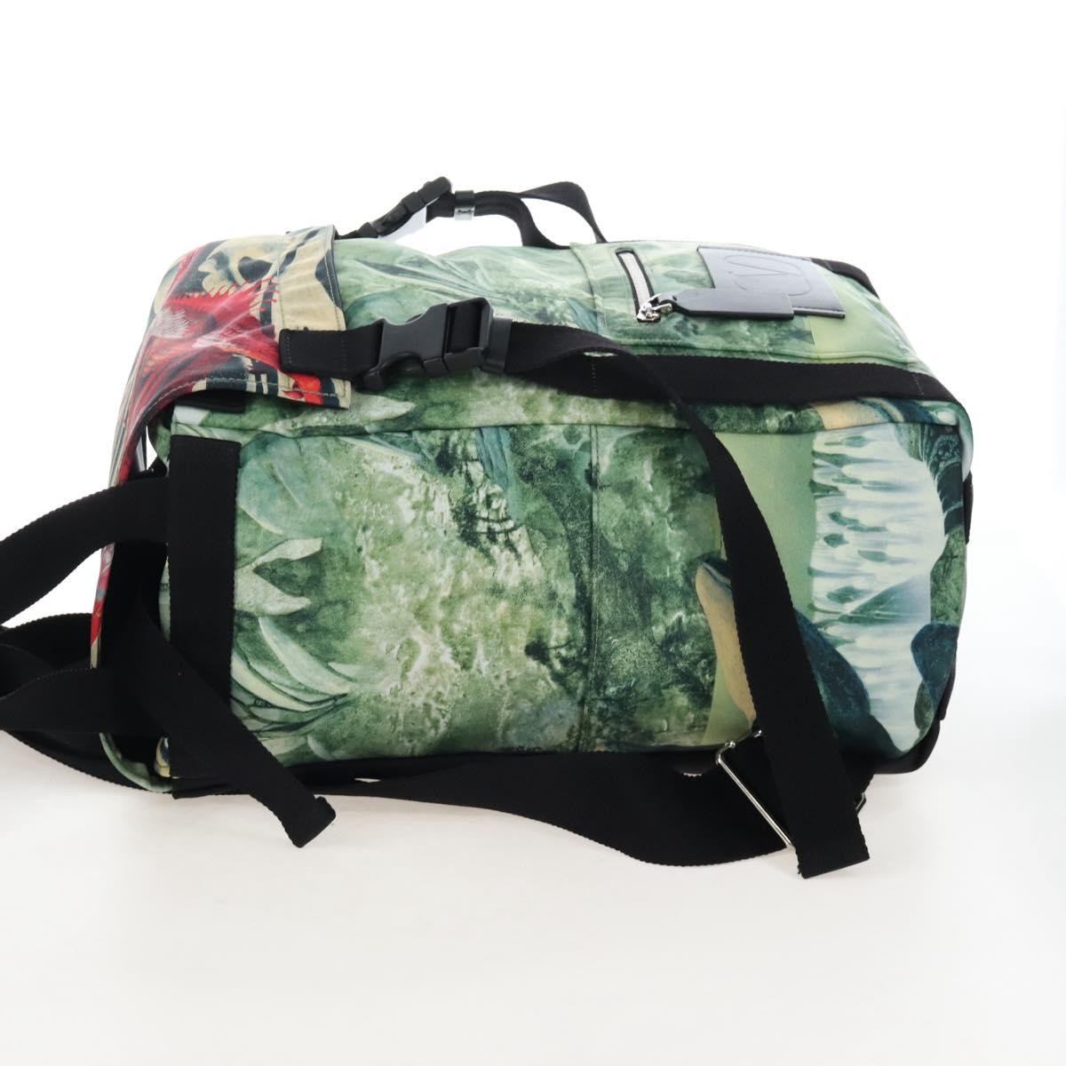 Valentino Garavani X Roger Dean Dragon Printed Nylon Green Nylon Backpack Bag (Pre-Owned)