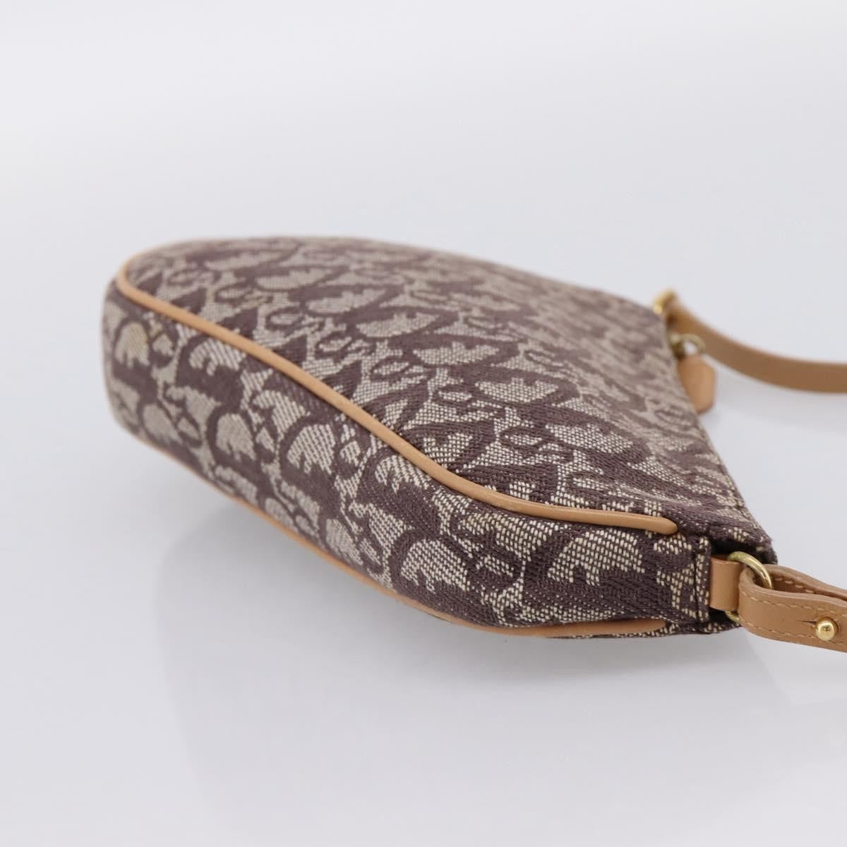 Christian Dior Vintage Saddle Bag Canvas Brown Canvas Clutche & Pouche Bag (Pre-Owned)