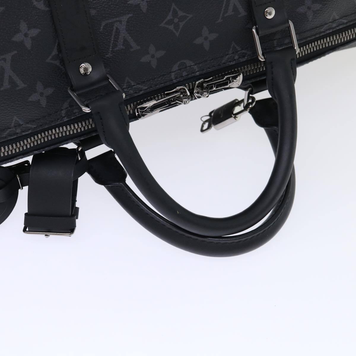Louis Vuitton Keepall Bandouliere Monogram Eclipse Split Canvas Black Canvas Bag (Pre-Owned)