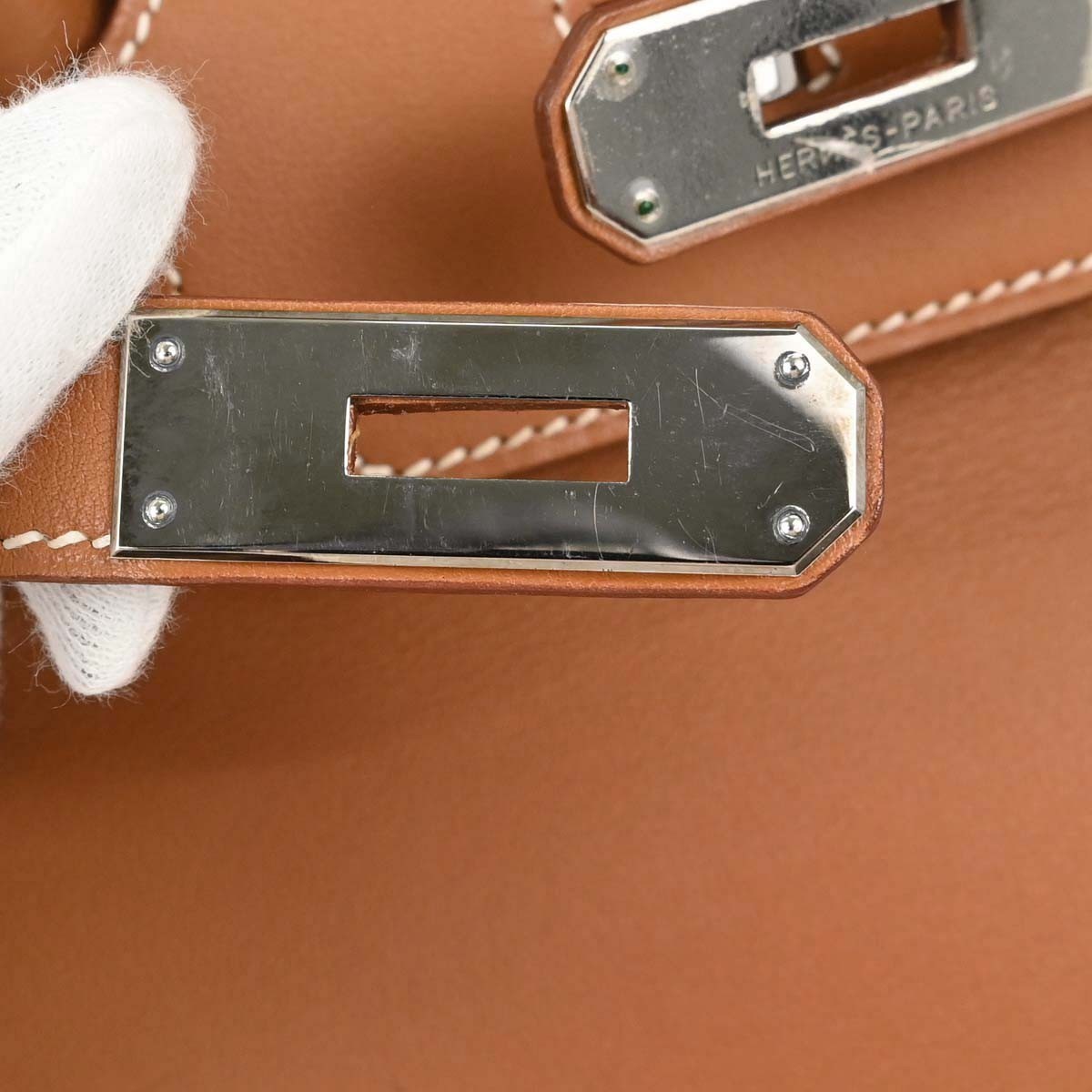 Hermes Birkin Brown Swift With Palladium Hardware Brown Leather Handbag (Pre-Owned)