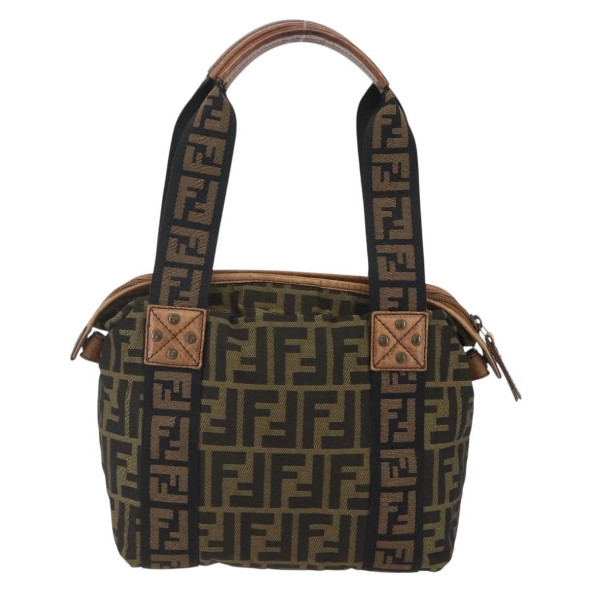 Fendi Vintage Ff Zip Zucca Canvas Brown Canvas Tote Bag Bag (Pre-Owned)