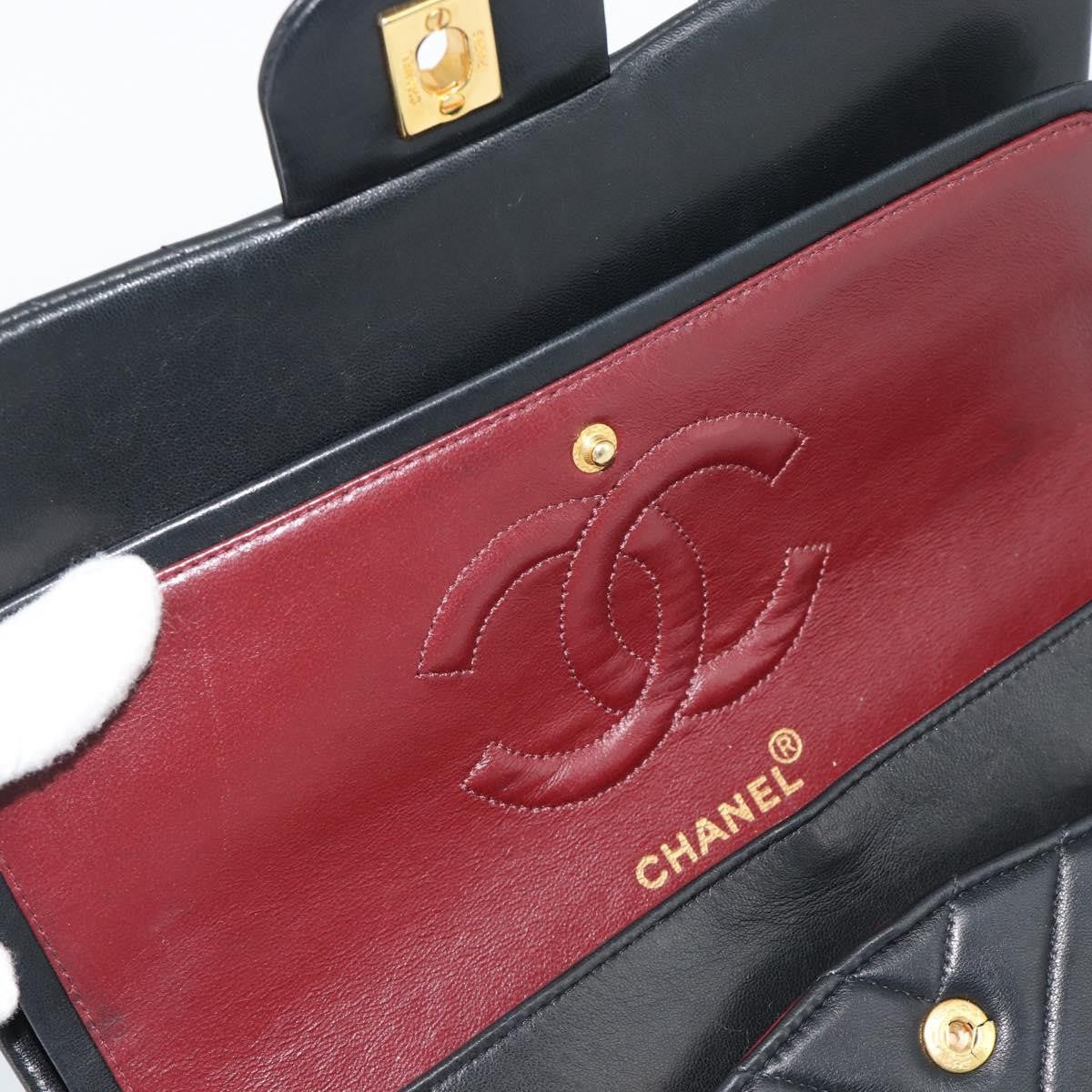 Chanel Timeless - Classic Double Flap Chevron Calfskin Black Calfskin Shoulder Bag Bag (Pre-Owned)
