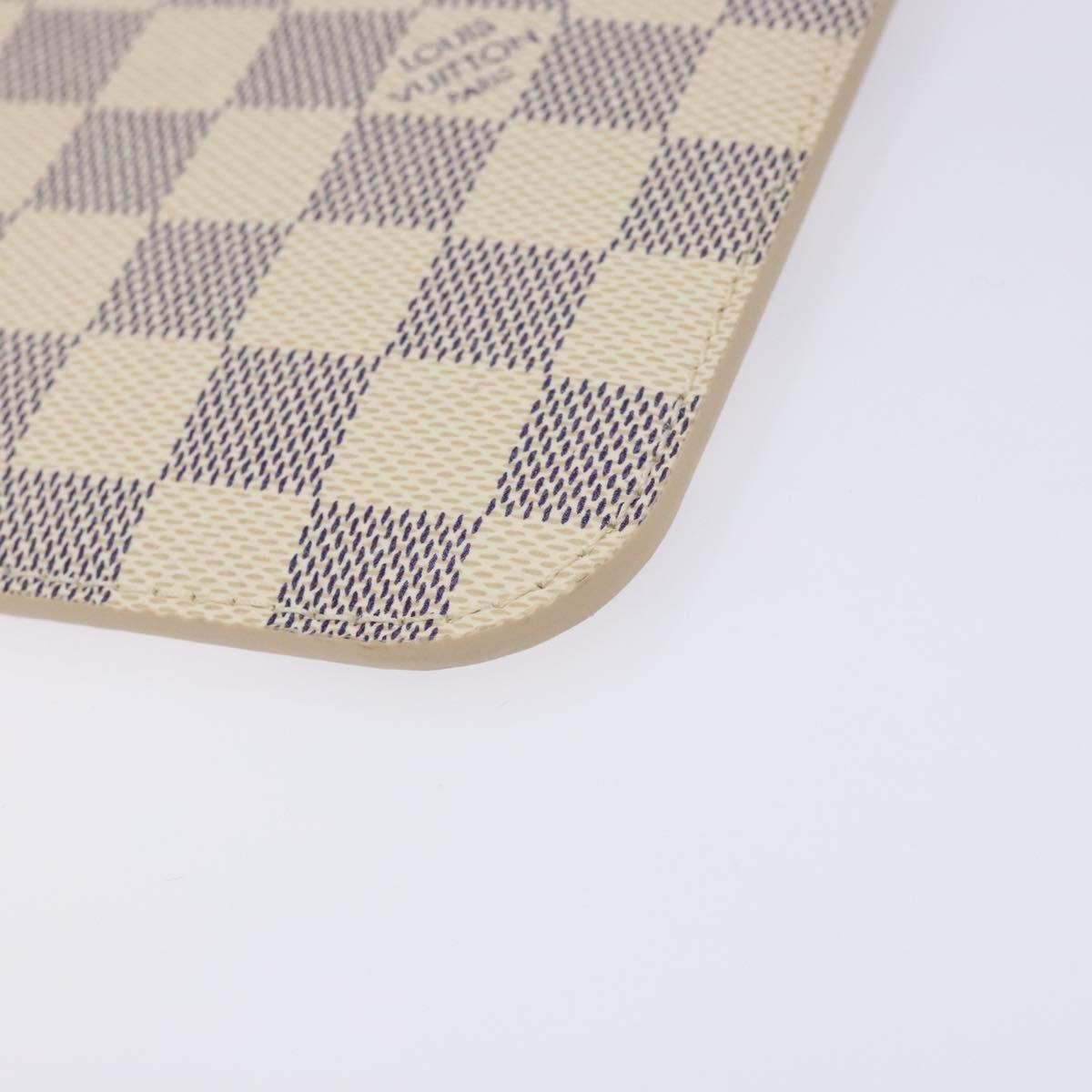 Louis Vuitton Neverfull Pochette Damier Ebene White Canvas Bag (Pre-Owned)