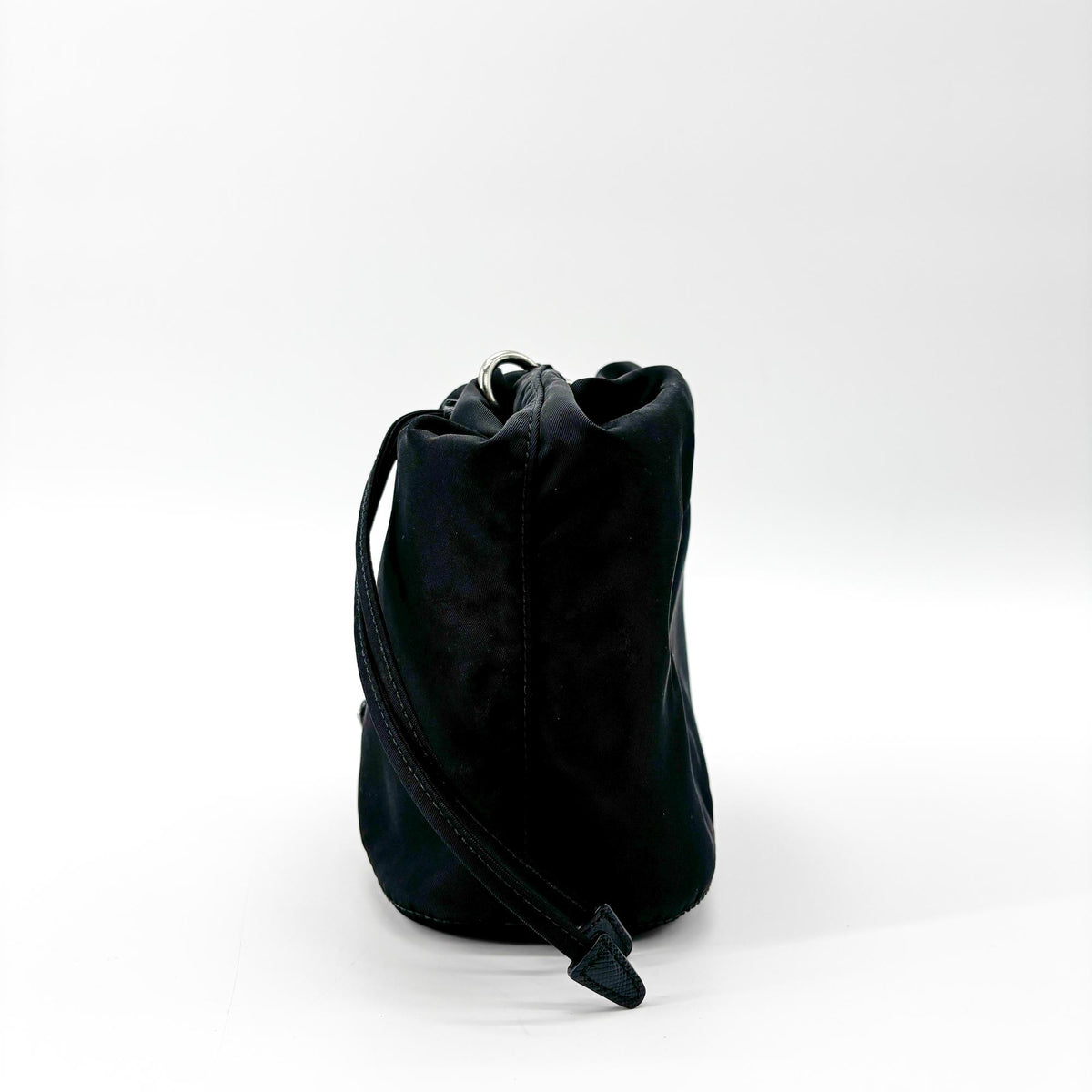 Prada Vela Drawstring Bucket Tessuto Black Nylon Clutche & Pouche Bag (Pre-Owned)