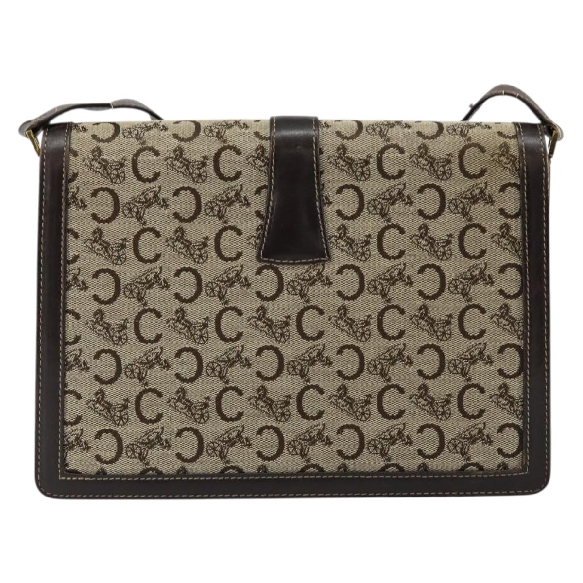 Celine C Sulky Canvas And Leather Brown Canvas Shoulder Bag Bag (Pre-Owned)