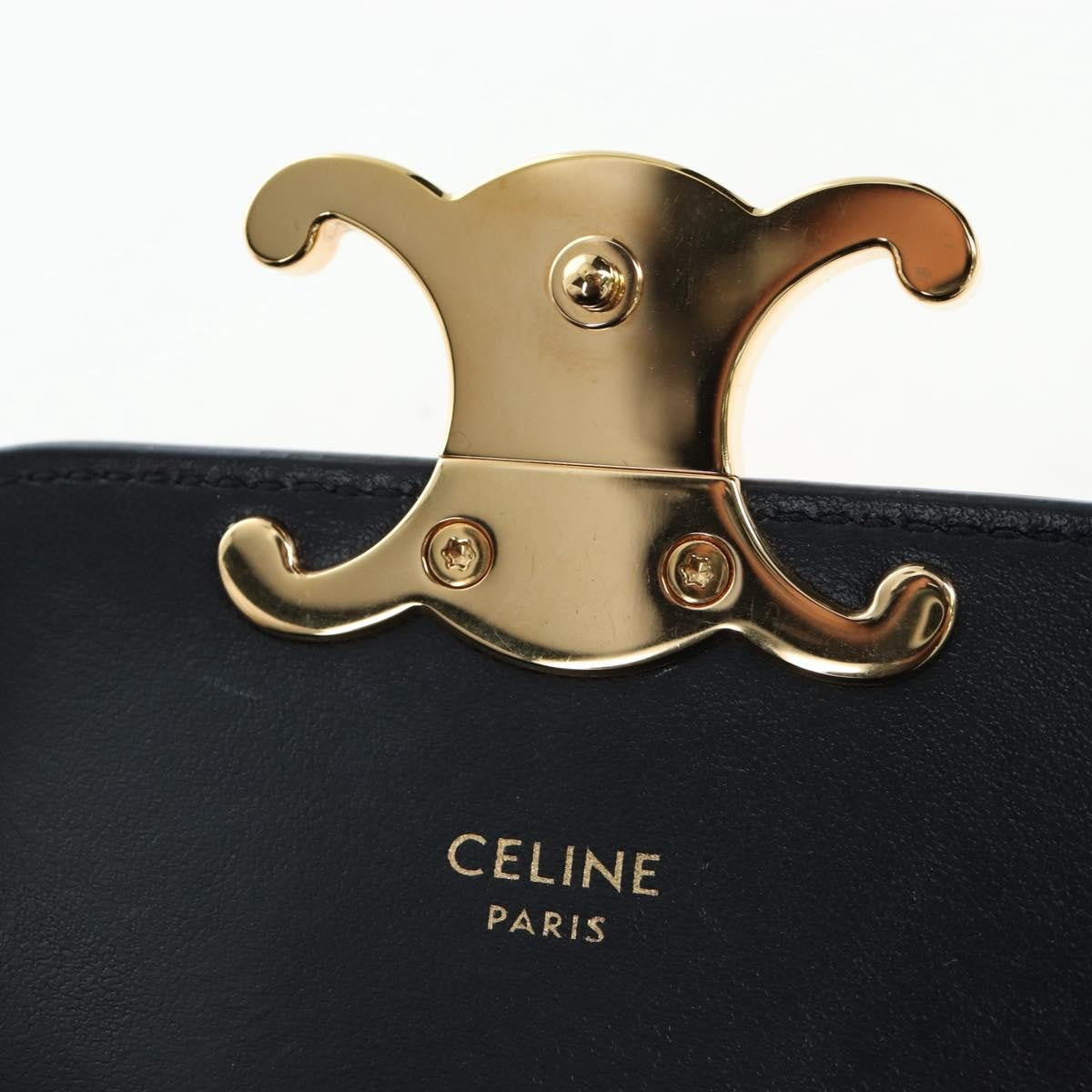 Celine Triomphe Smooth Calfskin Black Leather Shoulder Bag Bag (Pre-Owned)