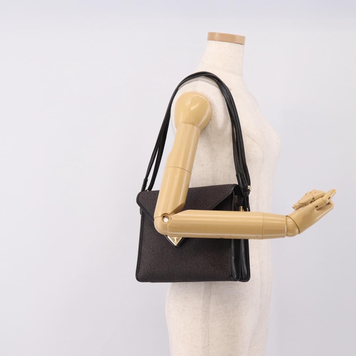 Saint Laurent Vintage Shoulder Bag Leather Gray Canvas Shoulder Bag Bag (Pre-Owned)