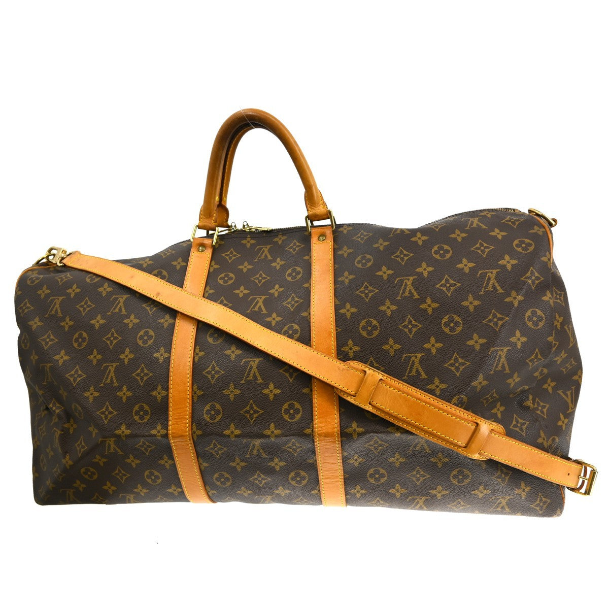 Louis Vuitton Keepall Bandoulière Monogram Brown Canvas Travel Bag Bag (Pre-Owned)
