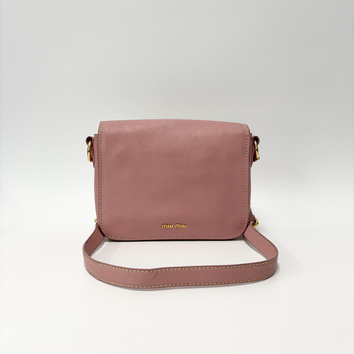 Miu Miu Crossbody Bag Studded Leather Pink Leather Crossbody Bag Bag (Pre-Owned)