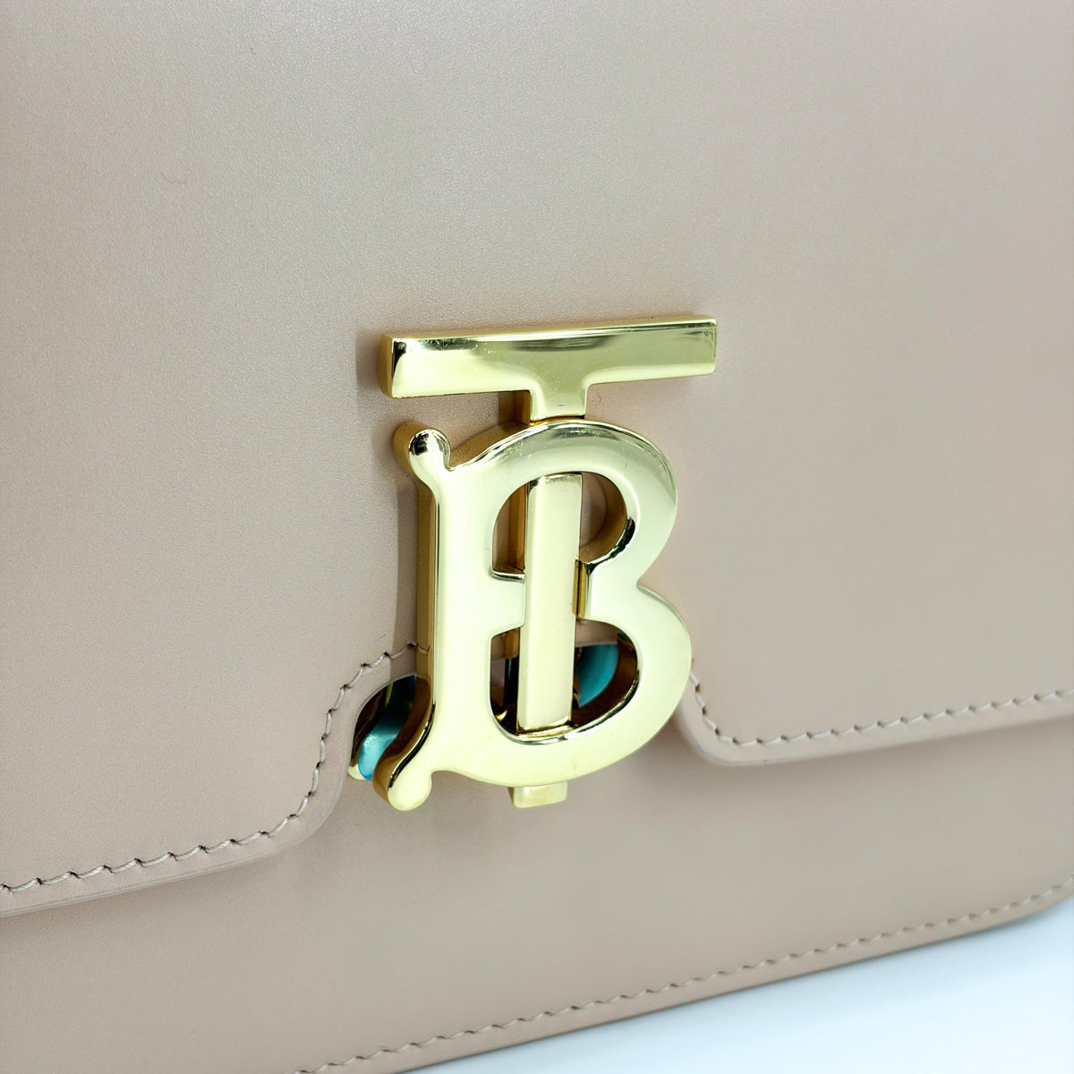 Burberry Tb Shoulder Bag Leather Beige Leather Shoulder Bag Bag (Pre-Owned)