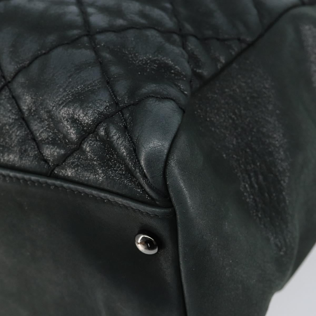 Chanel Cc Charm Tote Quilted Iridescent Calfskin Green Leather Tote Bag Bag (Pre-Owned)