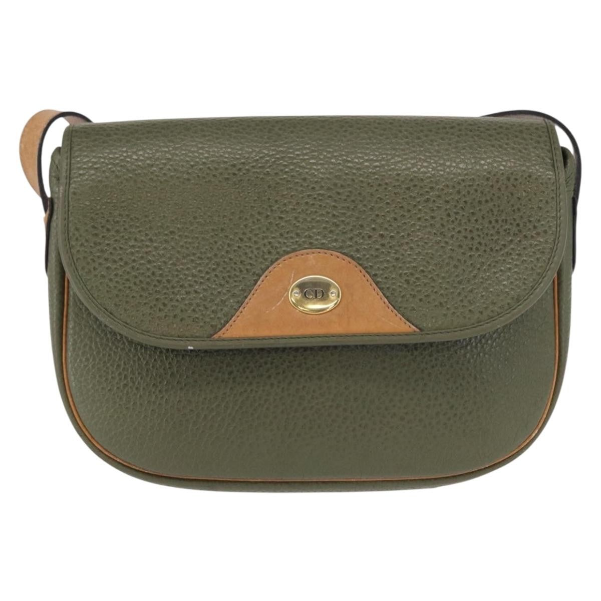 Christian Dior Vintage Leather Green Leather Shoulder Bag Bag (Pre-Owned)