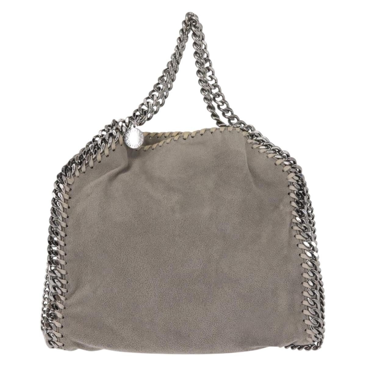 Stella Mccartney Falabella Fold Over Faux Suede Gray Synthetic Shoulder Bag Bag (Pre-Owned)