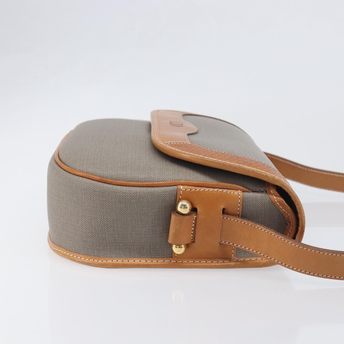 Christian Dior Vintage Cd Logo Canvas And Leather Gray Canvas Shoulder Bag Bag (Pre-Owned)