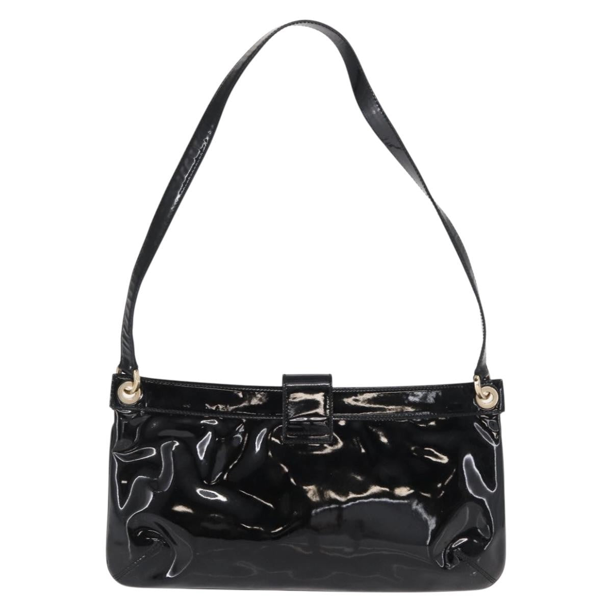 Salvatore Ferragamo Gancini Patent Leather Black Patent_Leather Shoulder Bag Bag (Pre-Owned)