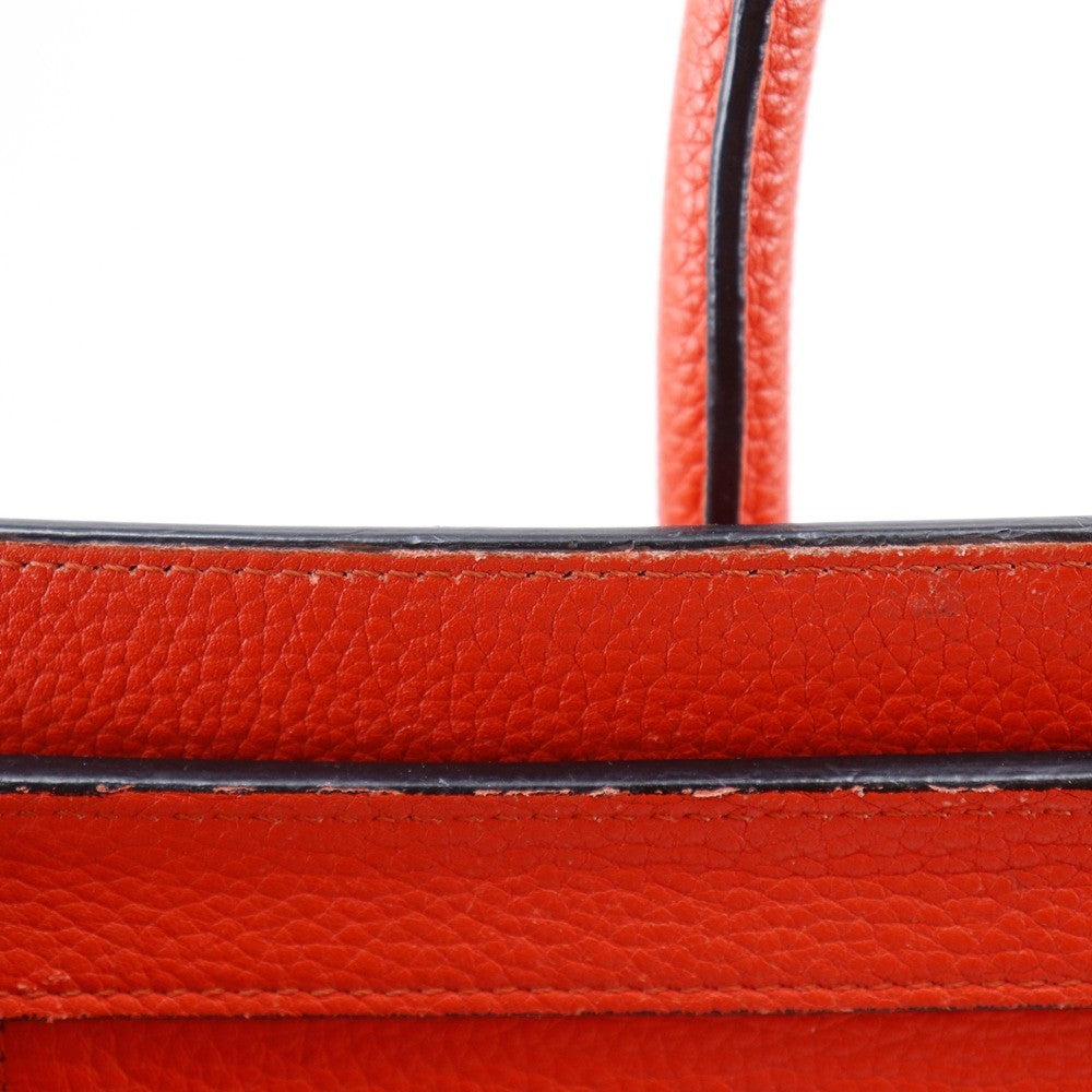 Celine Luggage Grainy Leather Red Calfskin Handbag (Pre-Owned)