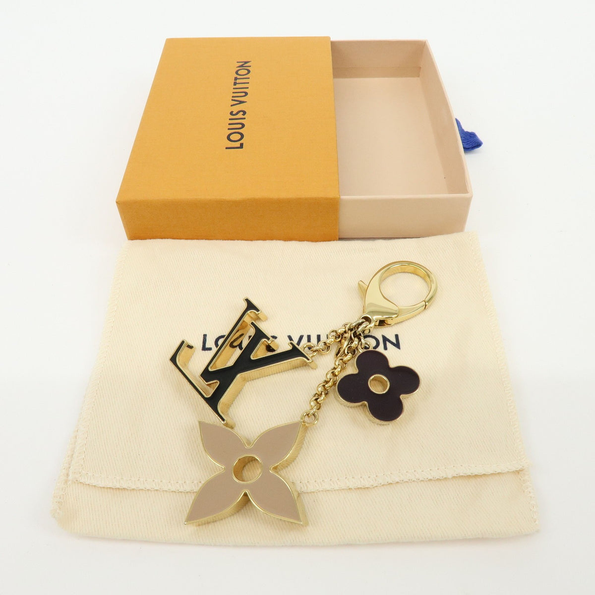 Louis Vuitton Fleur De Monogram Bag Charm Metal Gold Metal Charms And Keychains Accessory (Pre-Owned)