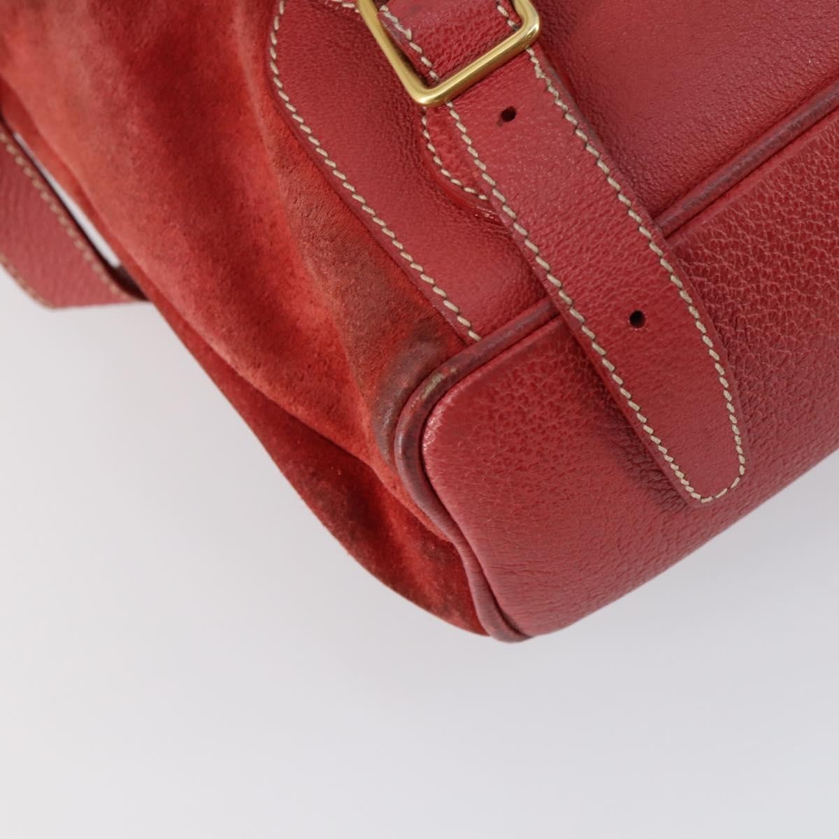 Gucci Vintage Bamboo Suede Red Suede Backpack Bag (Pre-Owned)