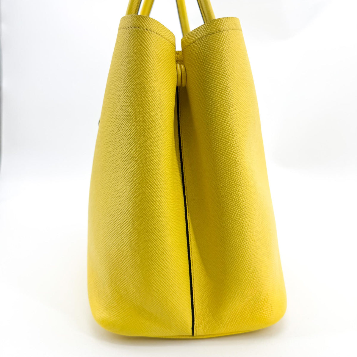 Prada Cuir Double Saffiano Leather Yellow Leather Tote Bag Bag (Pre-Owned)