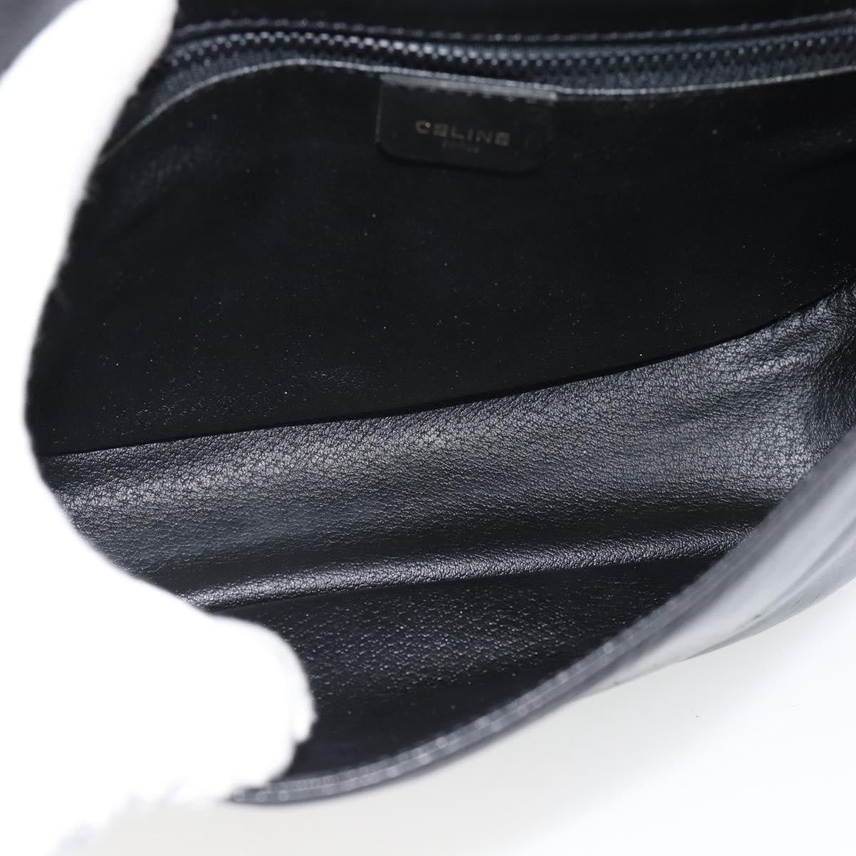 Celine Flap Shoulder Leather Black Leather Shoulder Bag Bag (Pre-Owned)