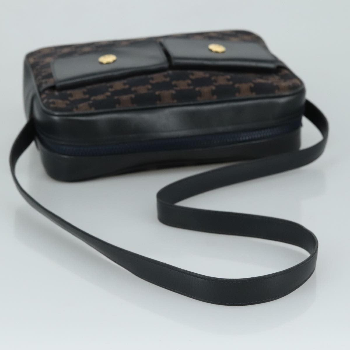 Celine Flap Shoulder Canvas Navy Canvas Shoulder Bag Bag (Pre-Owned)